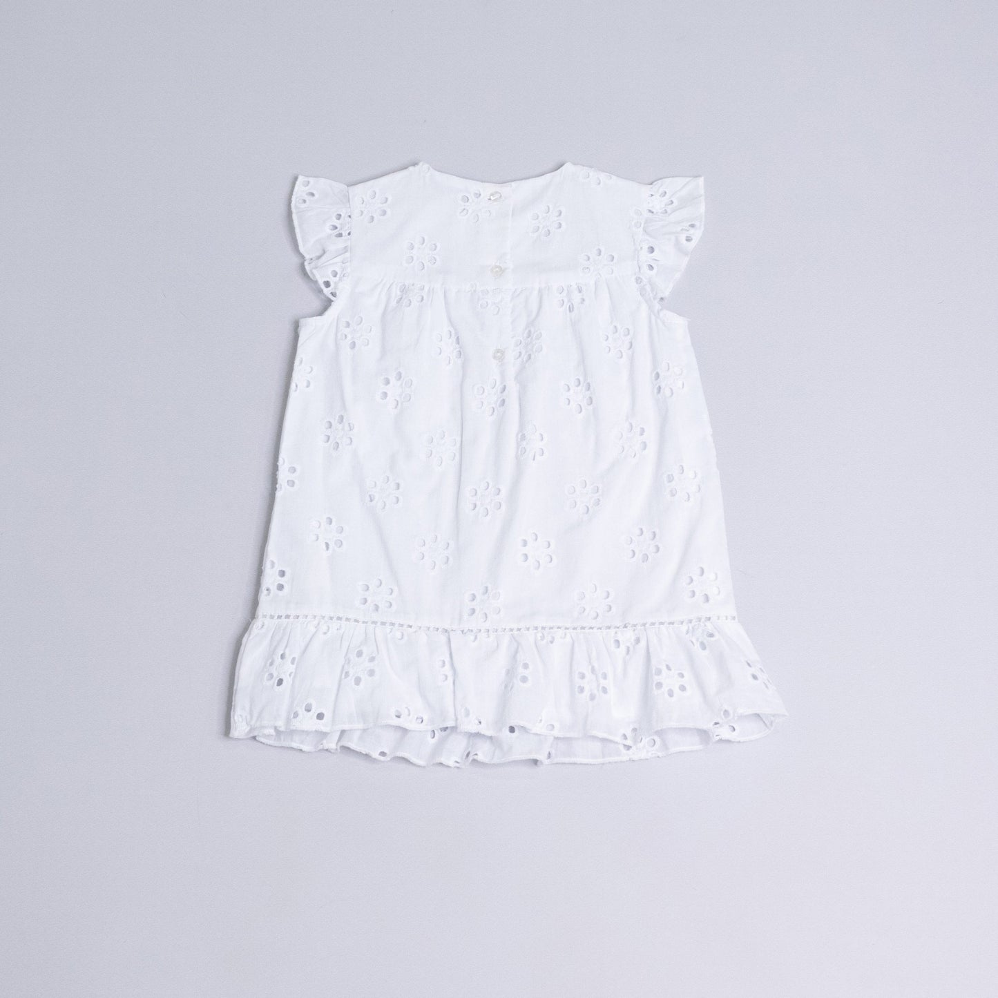 EPK Baby Girl White Eyelet Dress - Elegant Flutter Sleeve Summer Outfit